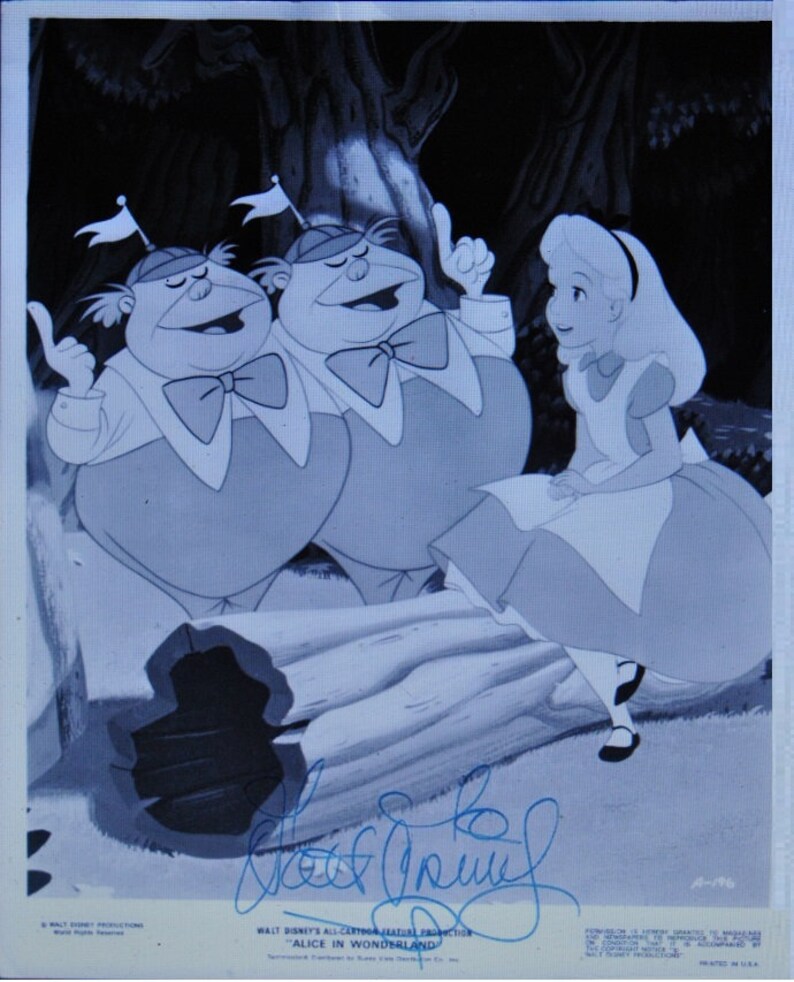 WALT DISNEY Signed Autographed 8x10 Photo Poster painting from Alice in Wonderland wcoa