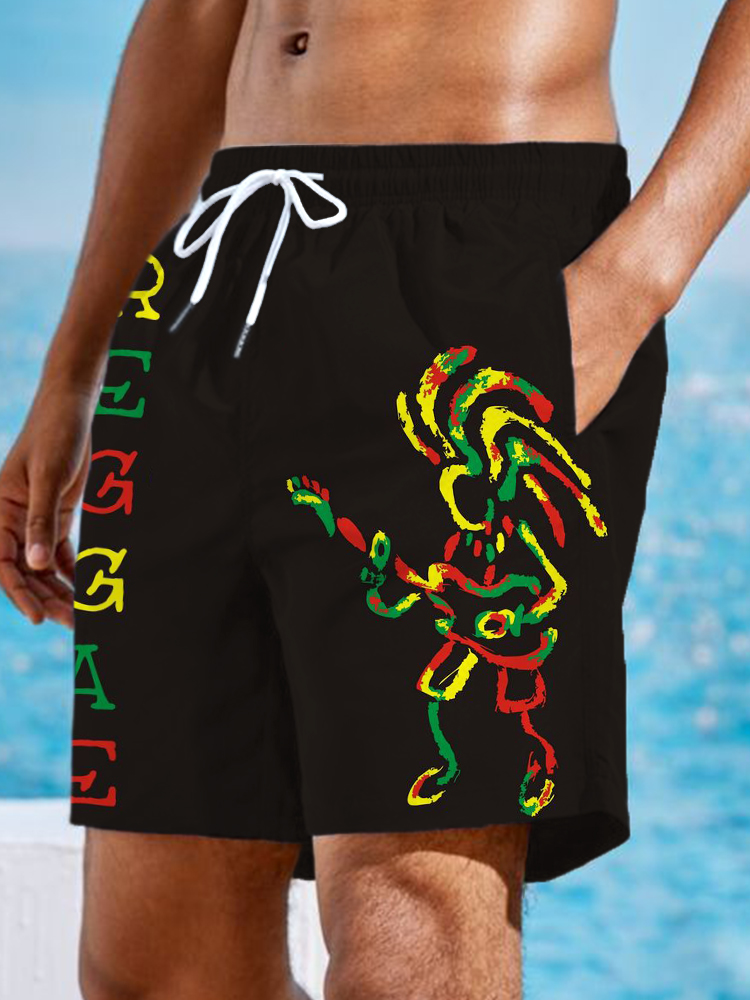 Men's Reggae Rasta Drawstring Casual Shorts wearshes