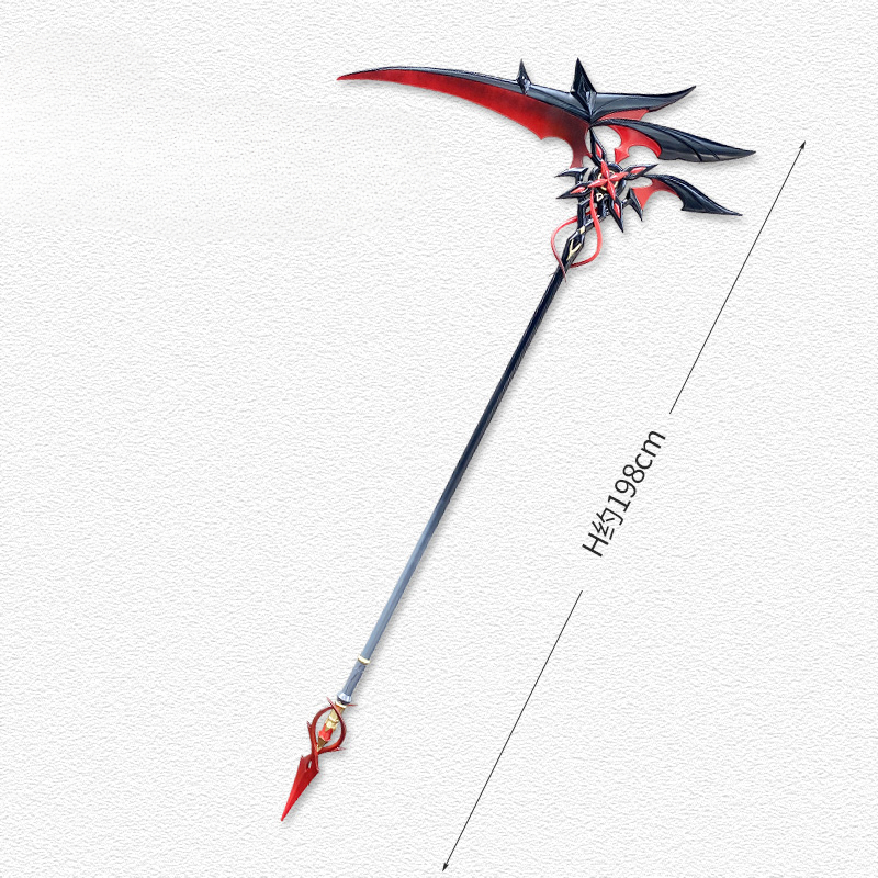 [Wetrose] In Stock Genshin Impact Crimson Moon's Semblance Knave Arlecchino Weapon Model Scythe Pike Cosplay Props