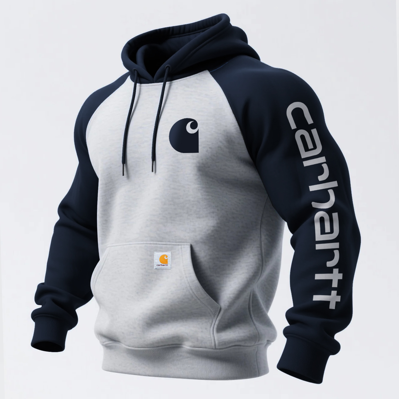 Stylish Two-Tone Hoodie with Logo Detailing for Everyday Wear