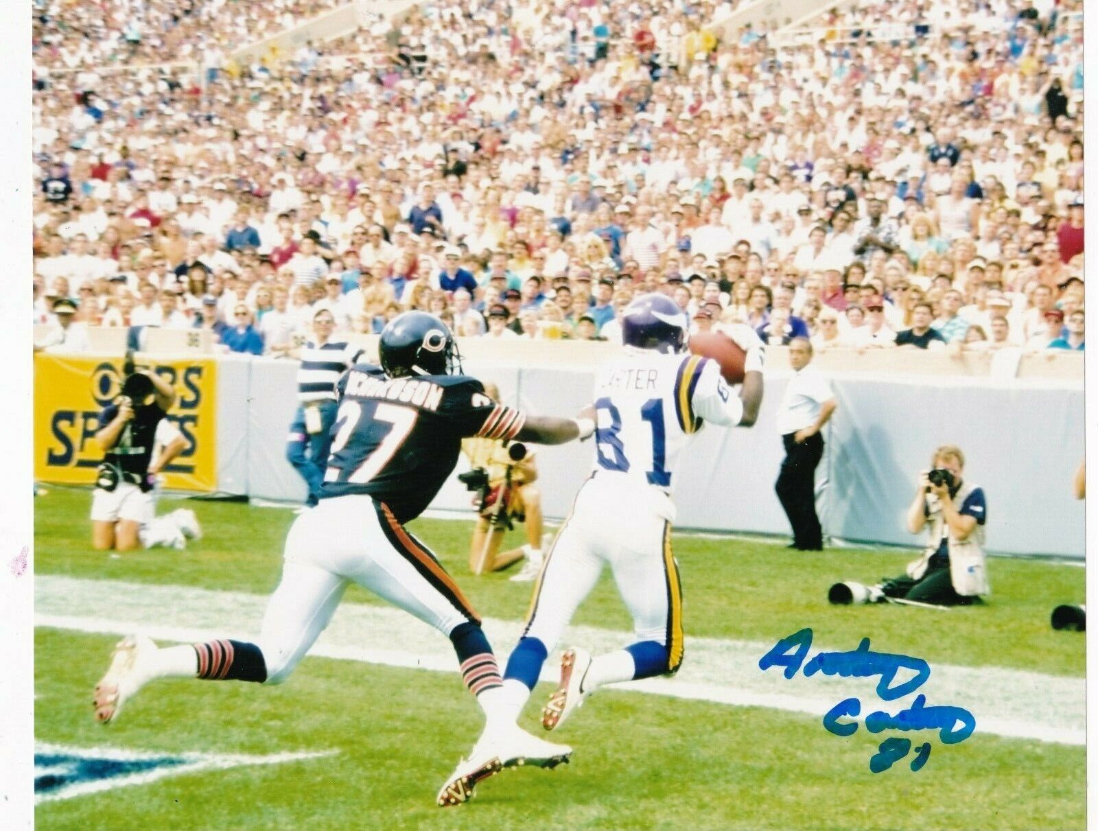 ANTHONY CARTER MINNESOTA VIKINGS ACTION SIGNED 8x10