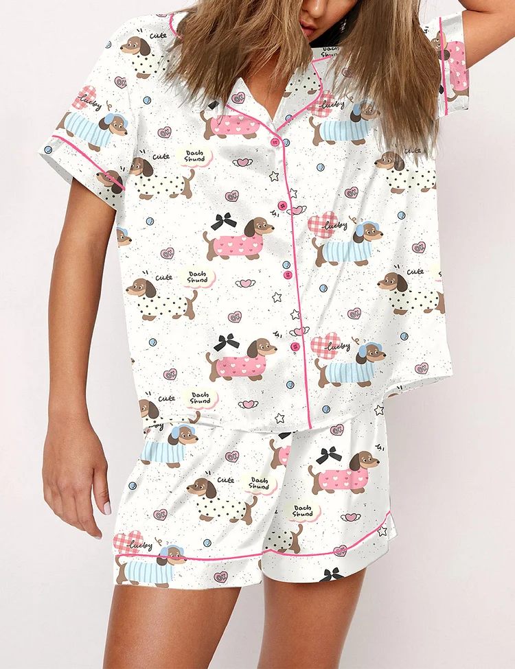 Women's Dachshund Cute Dog Pajama Set