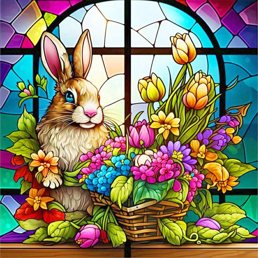Diamond Painting - Full Round Drill - Stained Glass Rabbit(30*30cm)