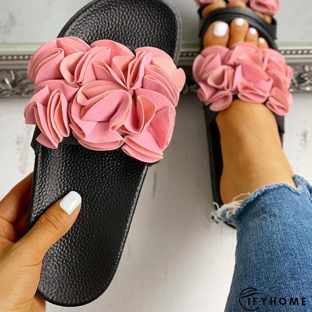 Women Flower Flat Heel Casual Summer Slippers | IFYHOME