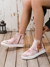 Casual Lace-up Decor Fringe High Top Canvas Shoes with Side Zip