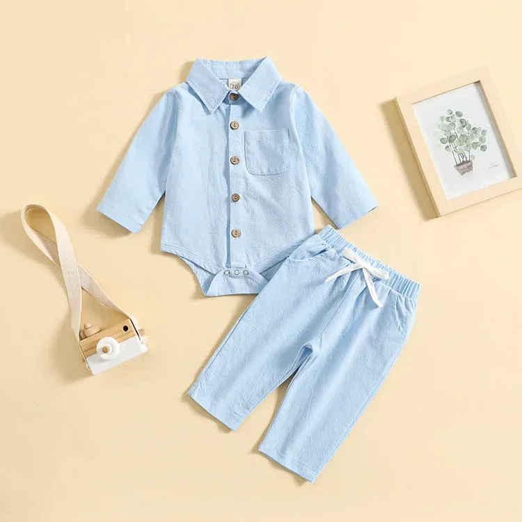 Baby Polo Collar Bodysuit and Pants Set