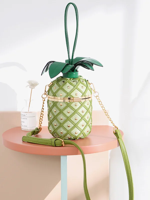 Personalized Pineapple Shape Lock Chain Crossbody Bag