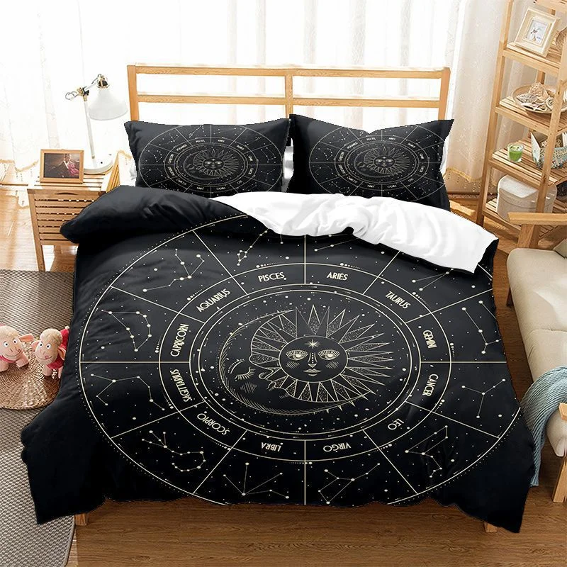 Sun, Moon and Galaxy Mysterious Quilt Set, 3-piece Set