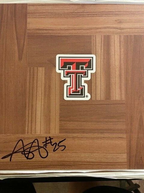 Adonis Arms Signed Autographed 12x12 Floorboard Texas Tech Basketball