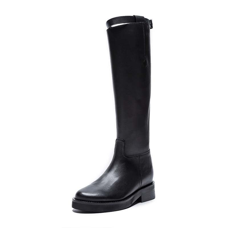 Women's Cow Leather Round Roe Riding Equestrian Boots Thigh High