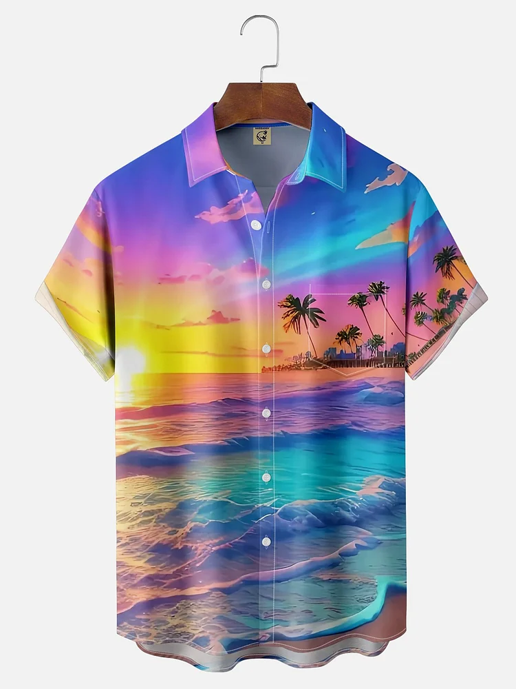 Simpfit Herrenhemd mit Ocean Gradient Coconut Tree Print
