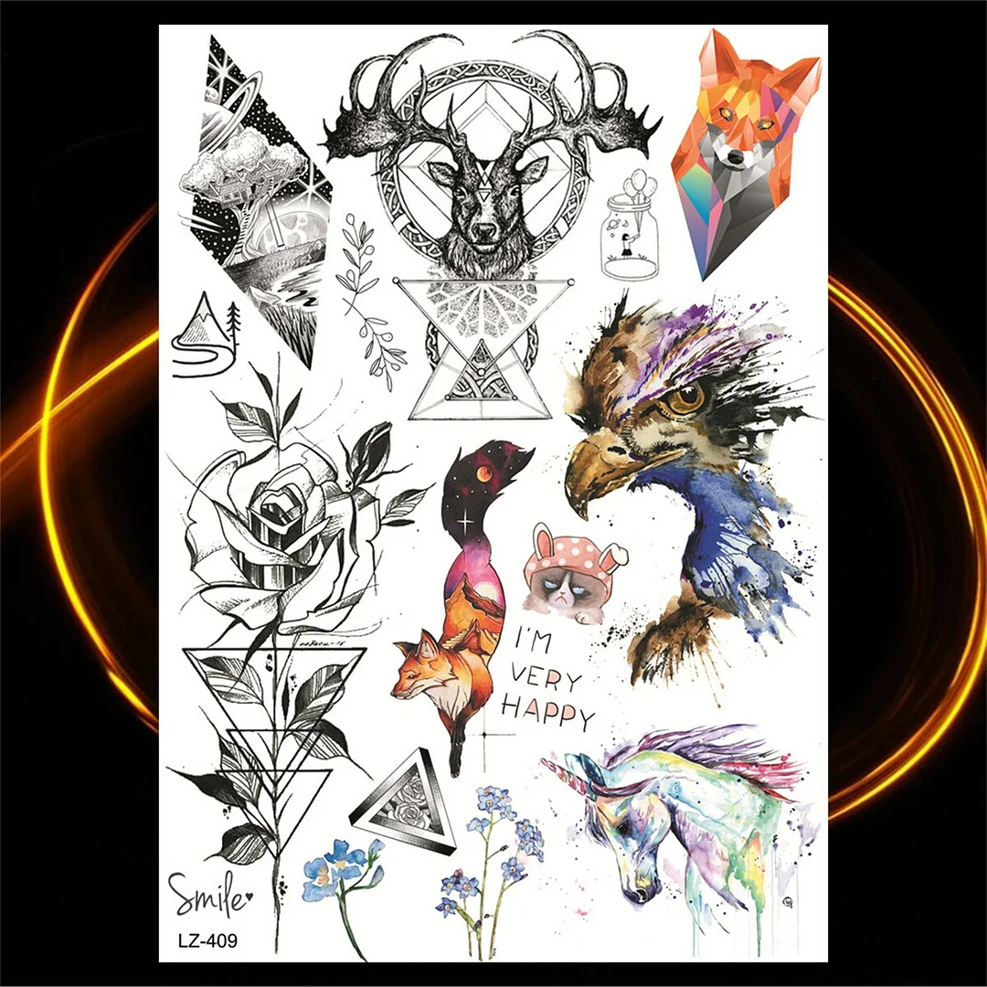 Sdrawing Black Rose Flower Compass Temporary Tattoos For Girl Men Skull Cross Butterfly Fake Tattoo Sexy Thigh Waterproof Tatoo