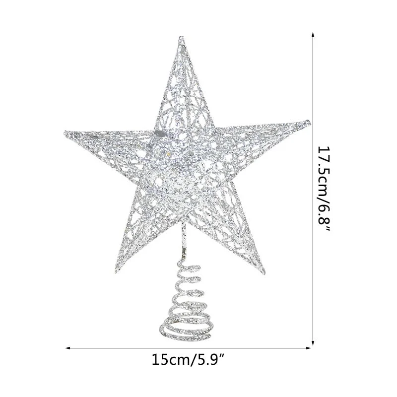 Gold Glitter Christmas Tree Top Iron Star Christmas Decorations For Home Xmas Tree Ornaments Navidad New Year 2021 Natal Noel