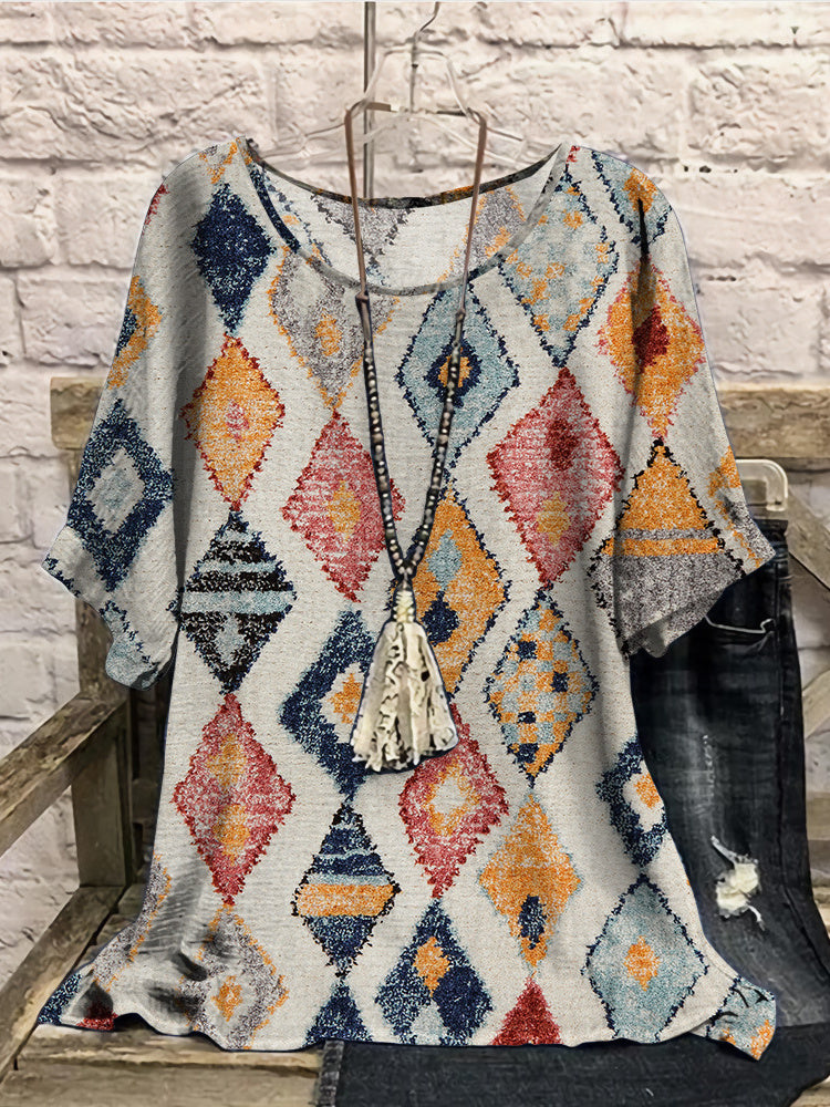 Women Long Sleeve V-neck Graphic Floral Printed Top