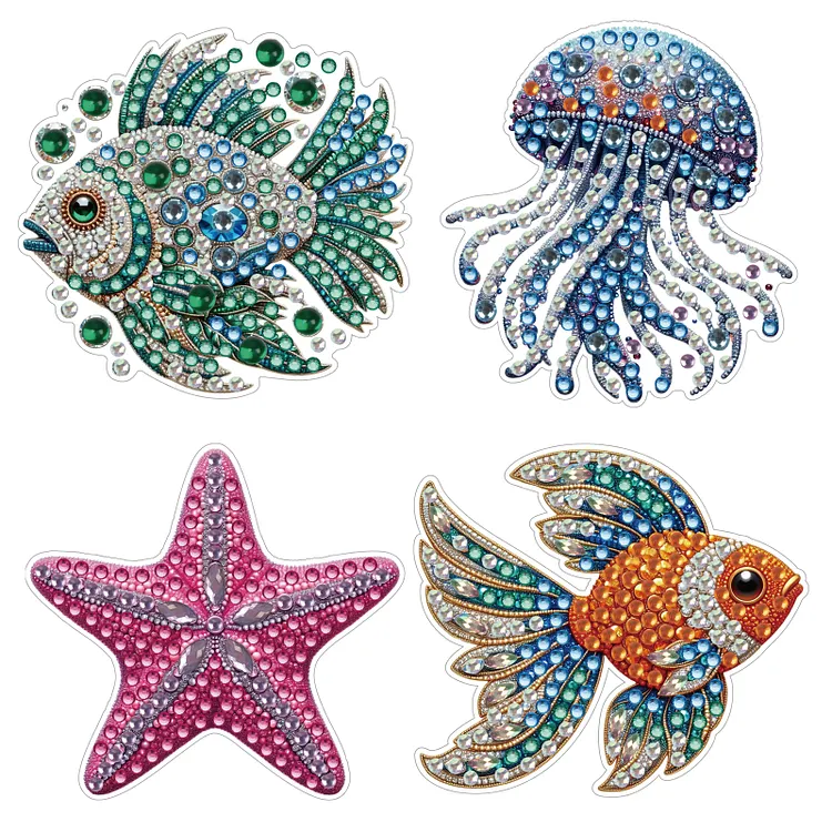 【Jewelry】4PCS Color Crystal Ocean Diamond painting Brooch for Adult Beginner Home Decor DIY Crafts Gift gbfke