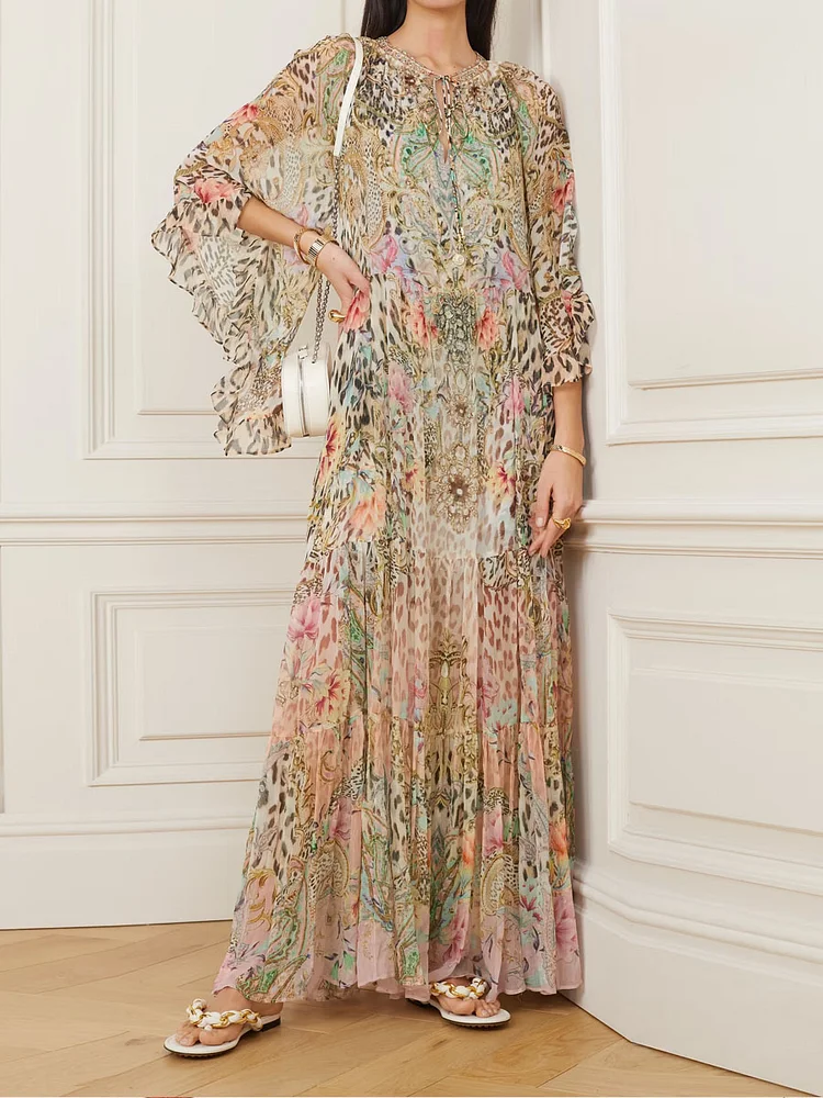 Elegant Romantic Floral  Maxi Dress