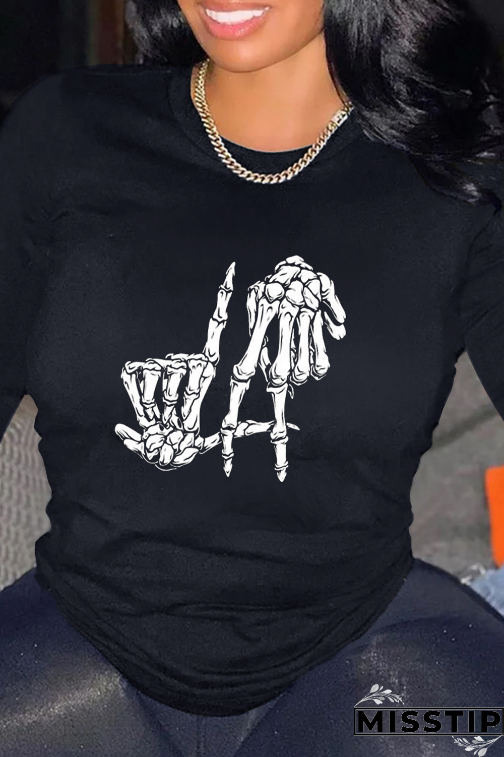 Navy Blue Casual Party Print Patchwork O Neck Tops