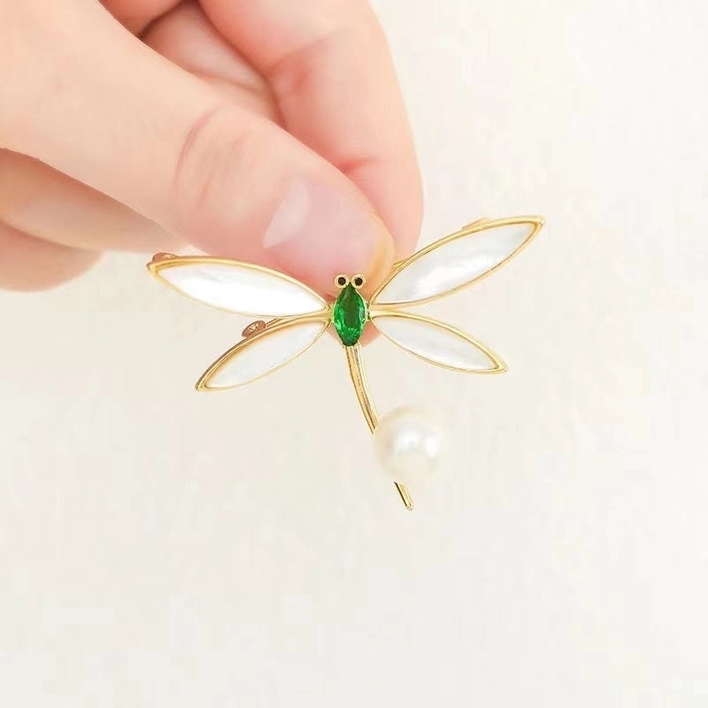 Retro Pin Dragonfly Alloy Enamel Inlay Zircon Women’S Brooches