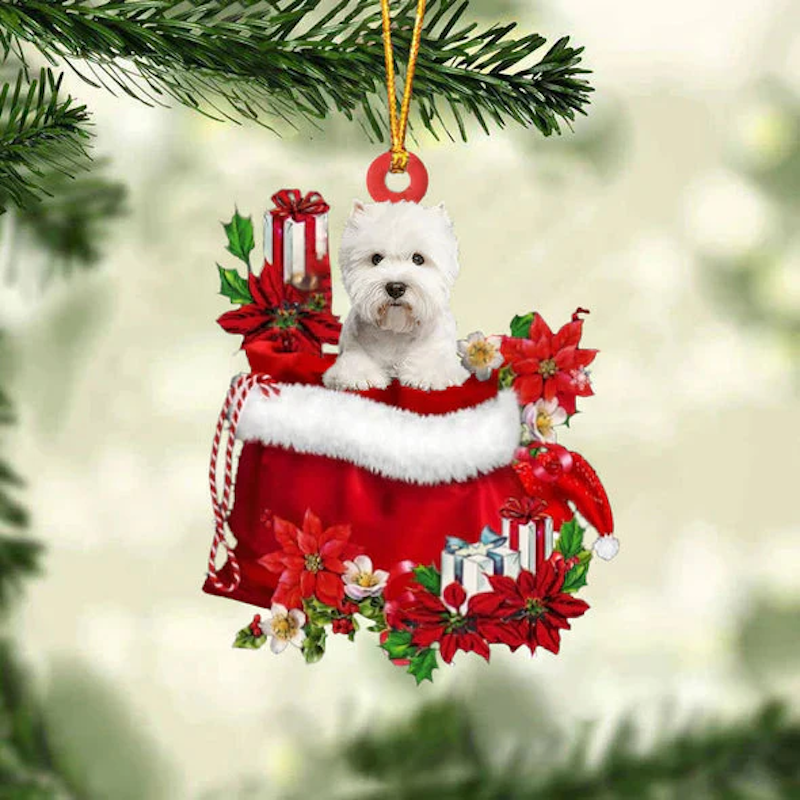 VigorDaily West Highland White Terrier Dog In Gift Bag Christmas Ornament GB011