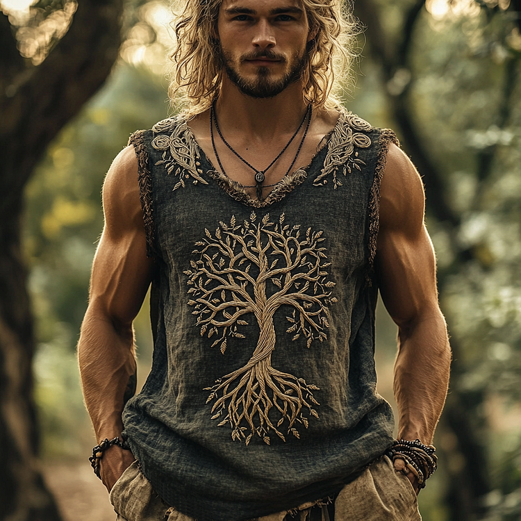 Men's Vintage Viking Tribal Tree Of Life Art Tank Top