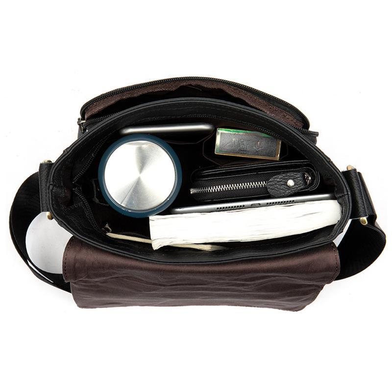 Men's Casual Vintage Style Leather Solid Color Crossbody Bag Shoulder Bag