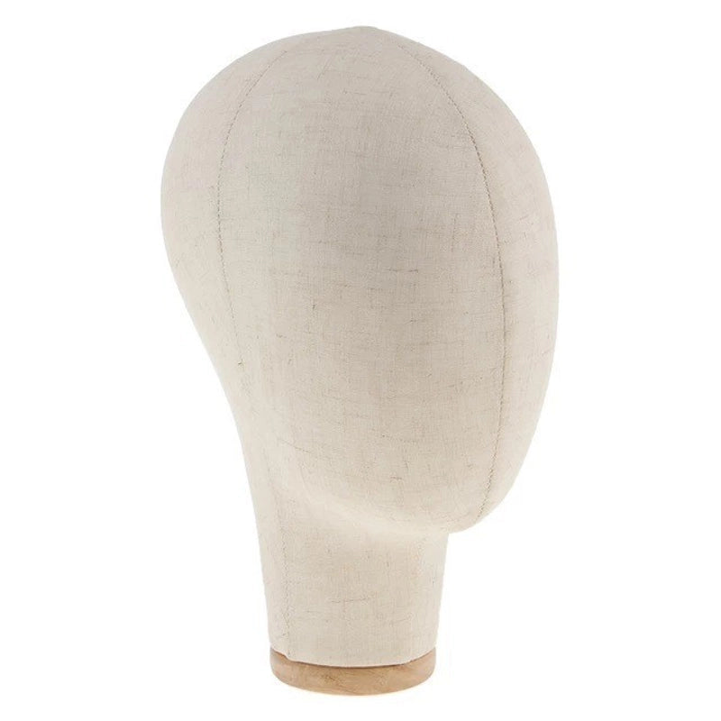 Head Model In Stock Supply Bag Linen Cloth Model Head Hat Wig Jewelry Display Head Mold With Solid Wood Base