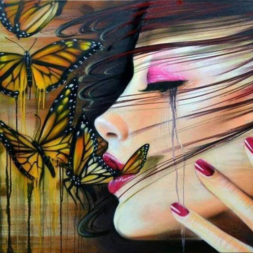 

30*30CM-Abstract Women Rhinestone-Round Drill Diamond Painting, 501 Original
