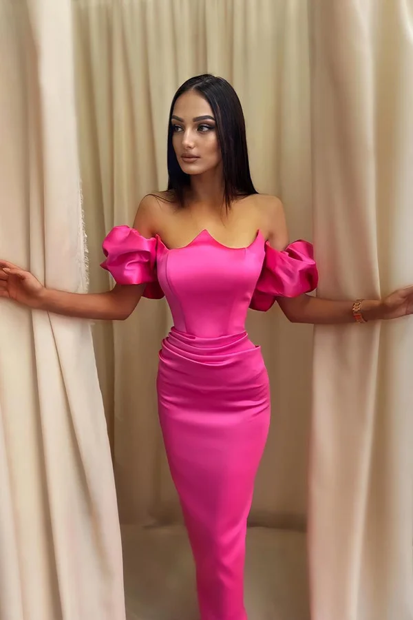 Bellasprom Off-the-Shoulder Fuchsia Prom Dress Mermaid Long