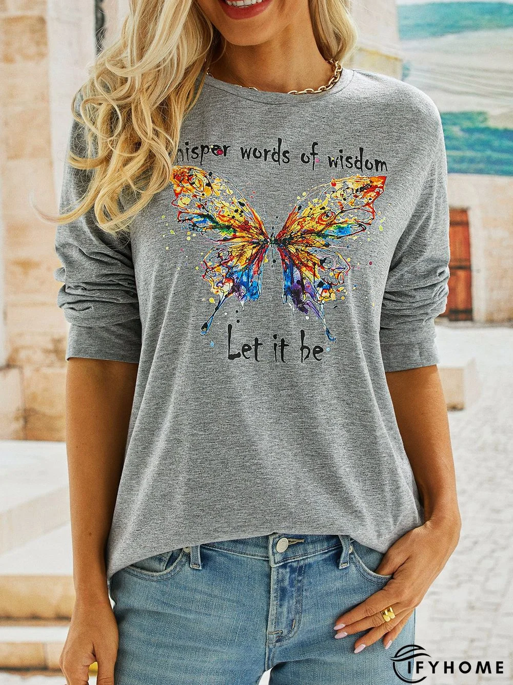 Butterfly Long sleeve Loose Casual T-Shirt | IFYHOME