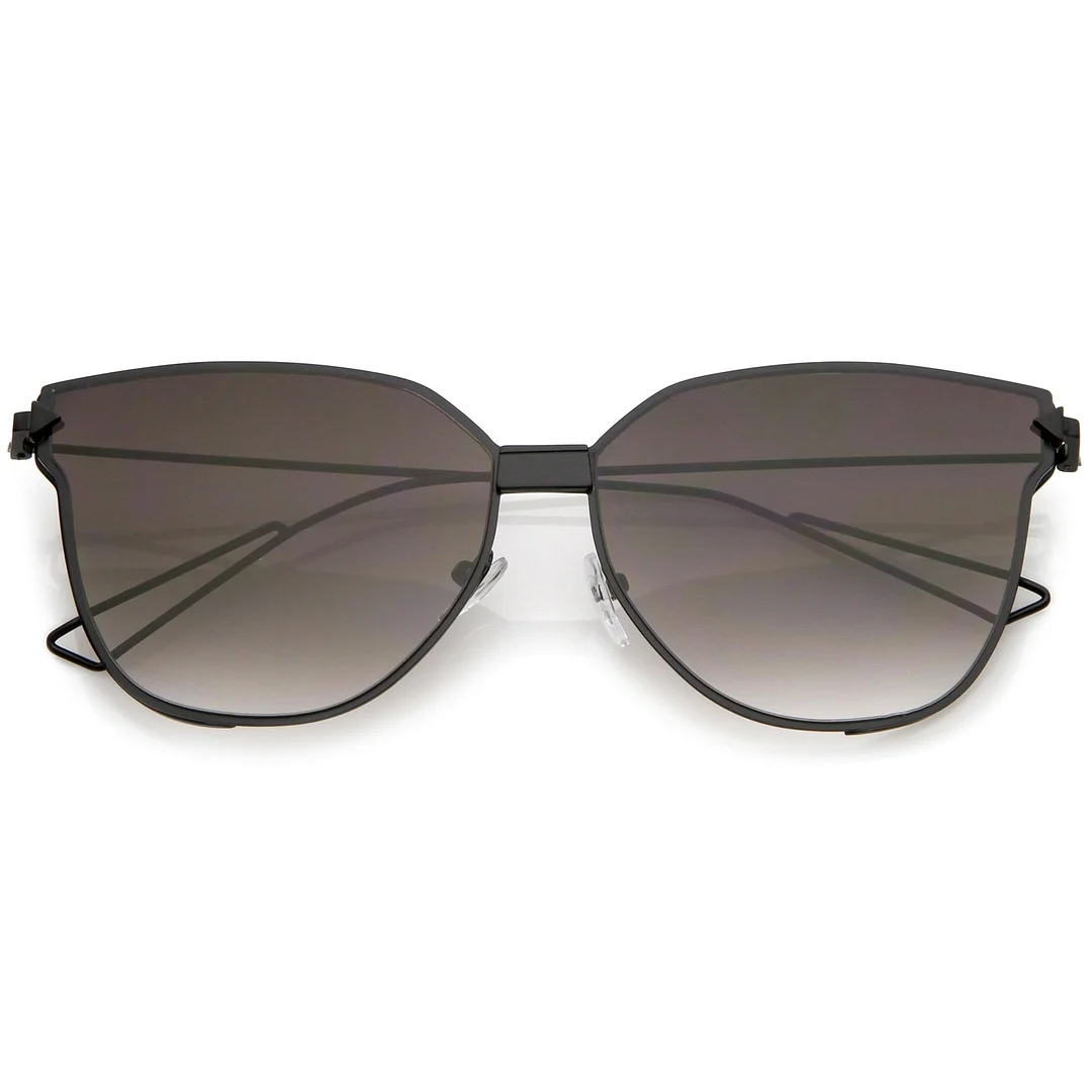 Oversize Cat Eye glasses With Tinted Flat Lens And Wire Arms 59mm