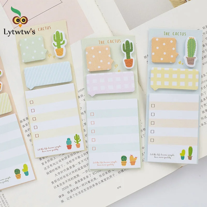 Cactus Cute Planner Sticky Notes Stationery Sticker Scrapbook Memo Pads Planner Office School Supply Notepad Decoration Adhesive