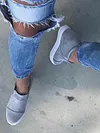 Women Faux Suede Wedge heel Sneakers Slip on Breathable Shoes