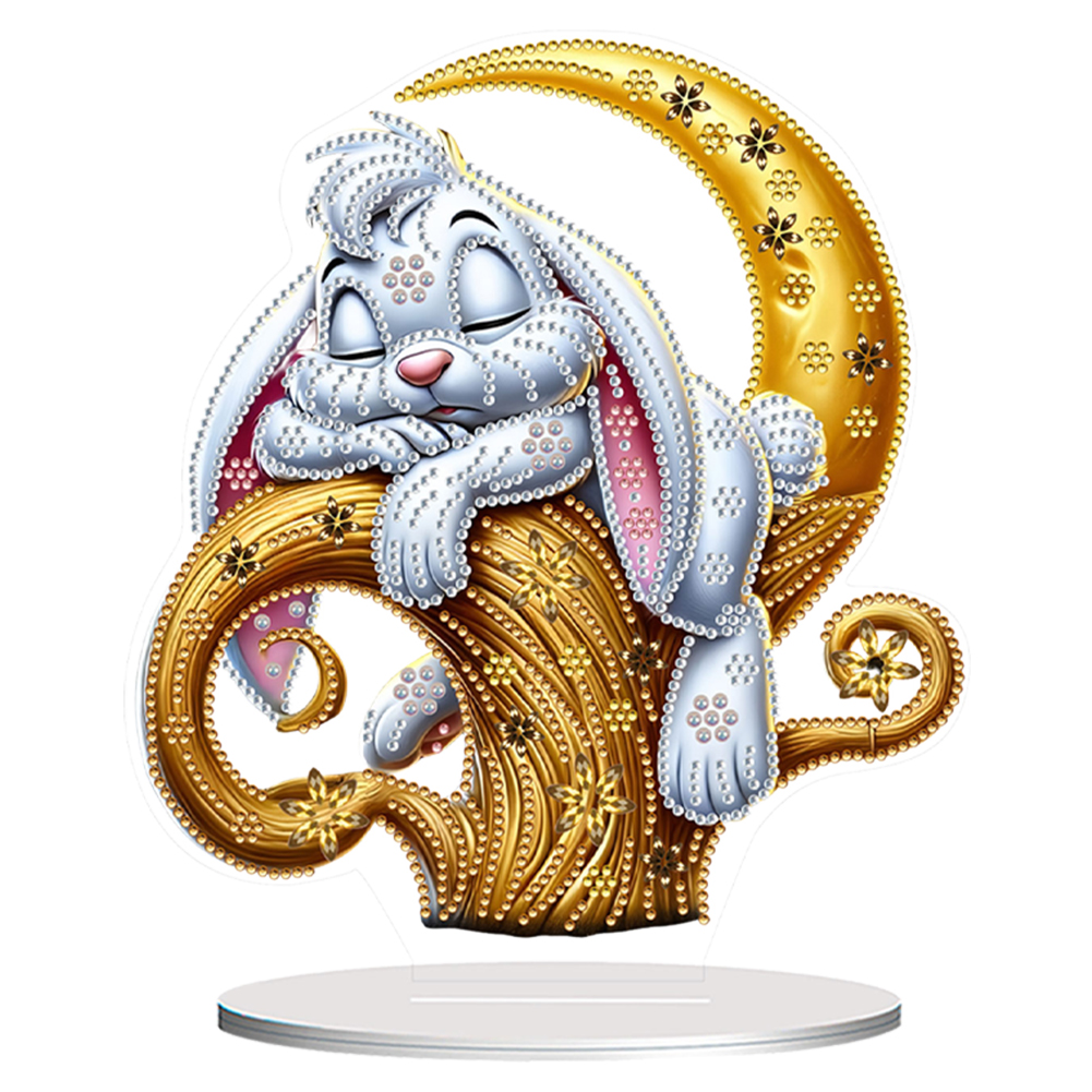 Acrylic Special Shape White Rabbit Diamond Painting Desktop Decors for Home
