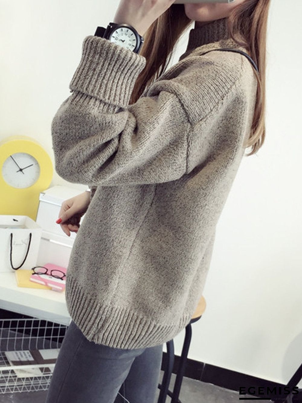High neck pullover female loose sweater | EGEMISS