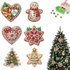 (US Local)6pcs Merry Christmas 2D Flat DIY Diamond Art Pendant Wall Door Decoration