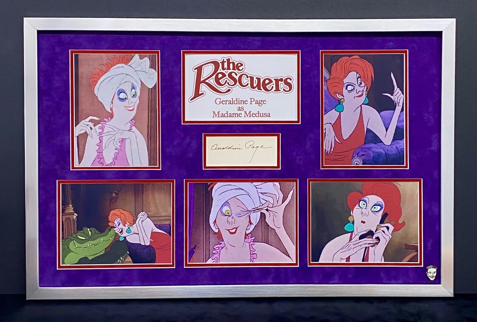 Geraldine Page Madame Medusa Signed Autograph Frame The Rescuers 18x27