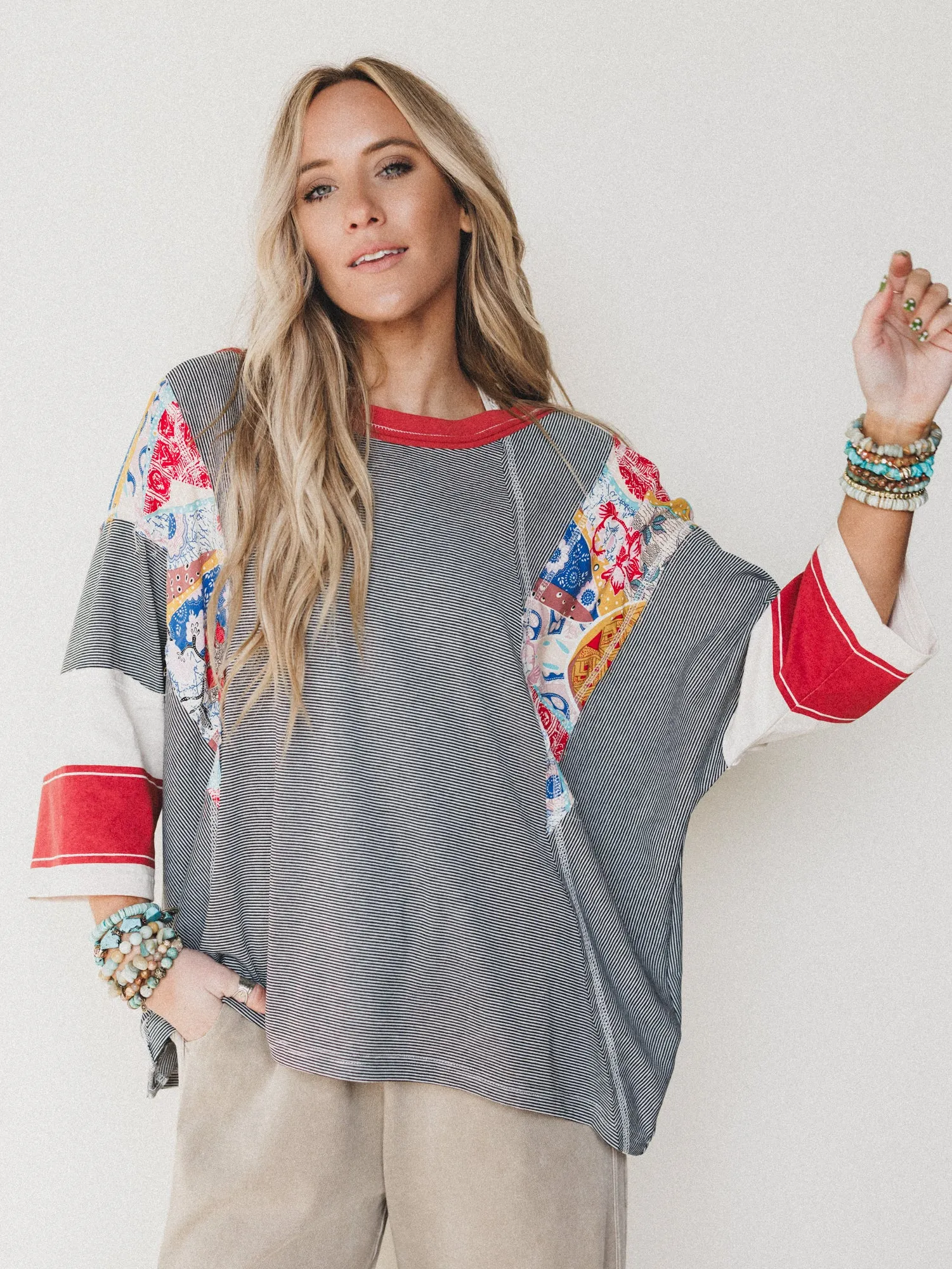 Britt Patchwork Top - Black