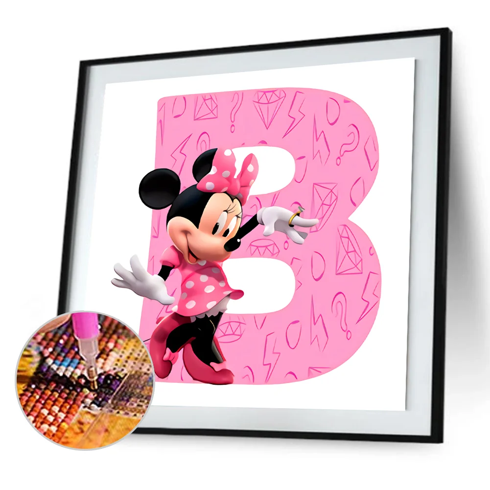 Full Round Diamond Painting 30*30cm - Letter B With Mickey Mouse