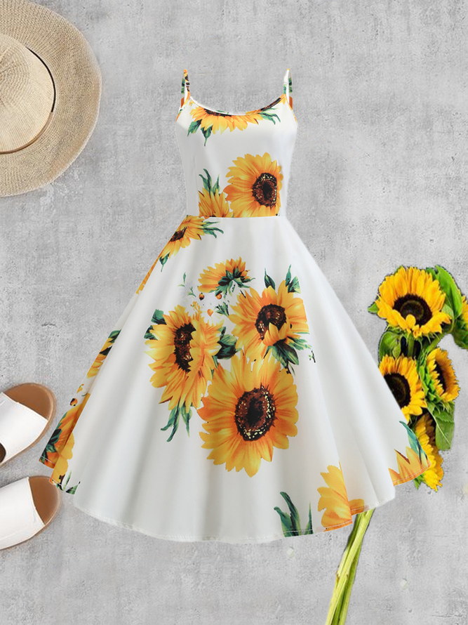 Floral-Print Casual Dresses Zaesvini