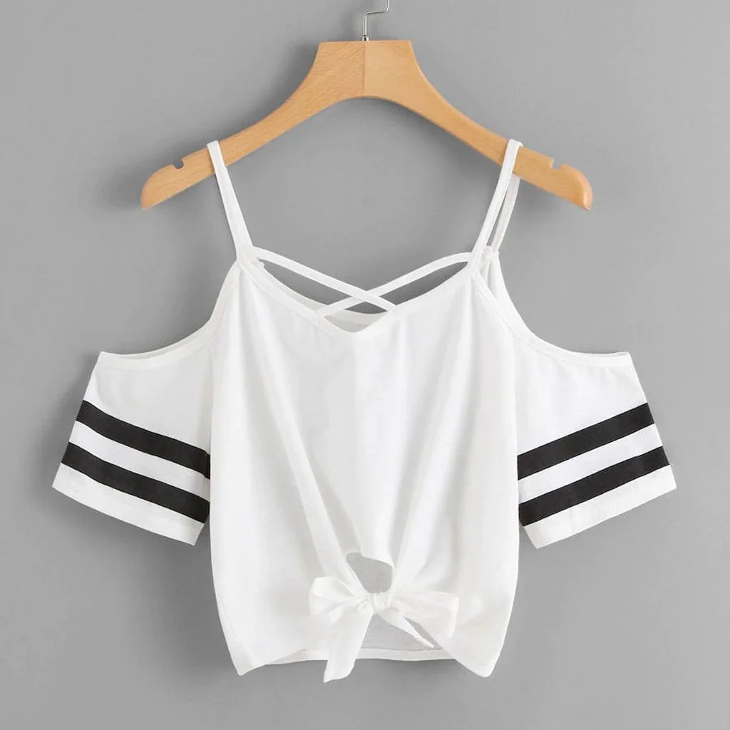 Summer Fashion Off Shoulder Strapless Bow Blouse Casual Ladies Loose Tee Tops Female Women's Short Sleeve Shirt Blusas Pullover