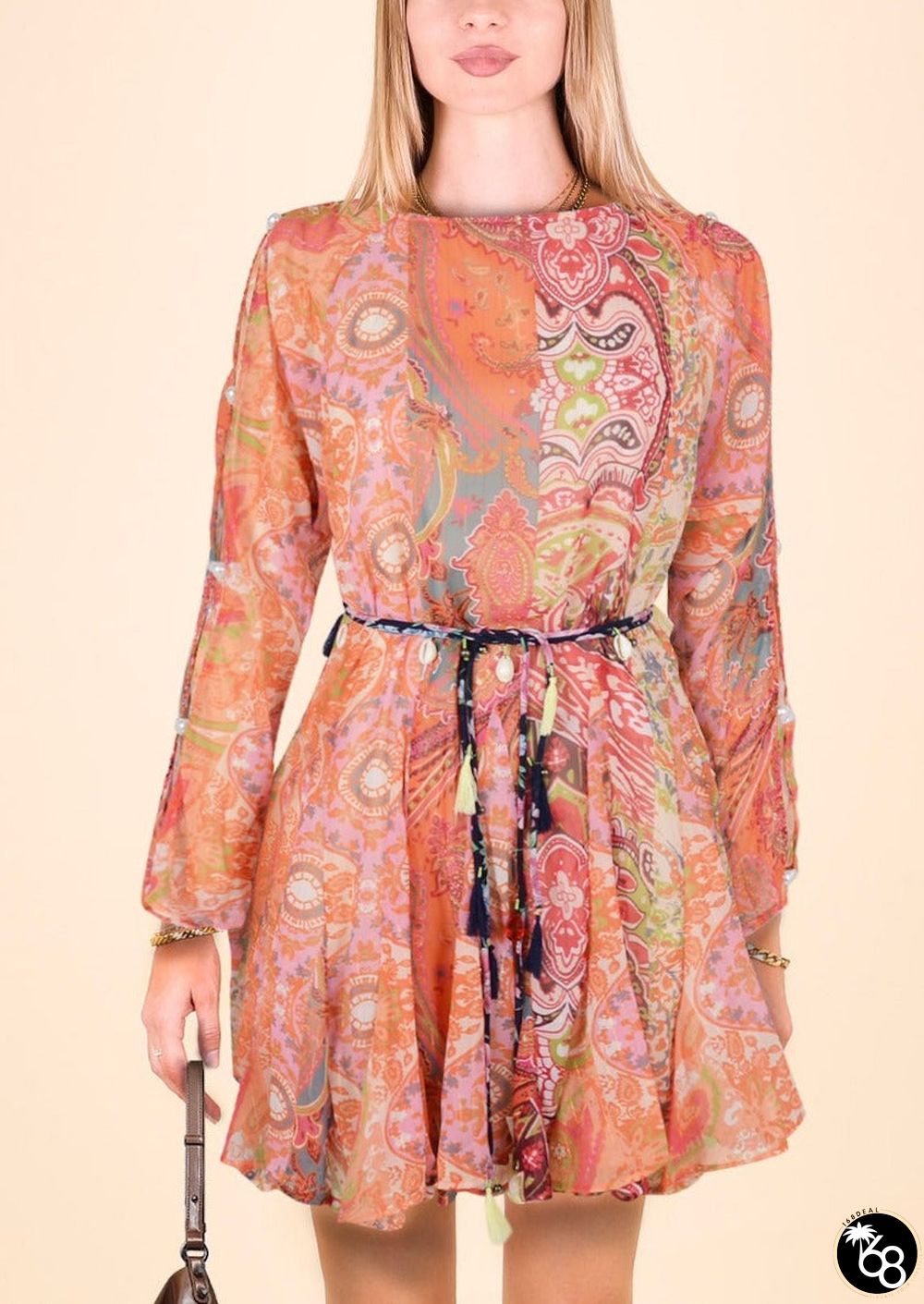 Boat Neck Paisley Print Dress | 168DEAL