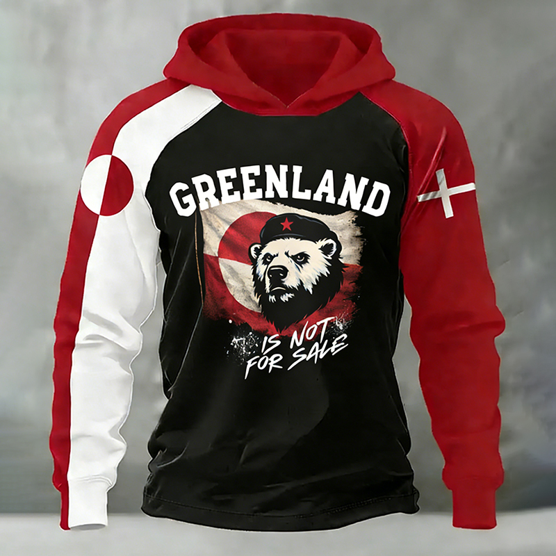 Greenland Does Not Sell Printed Casual Patchwork Hoodies. artswardrobe