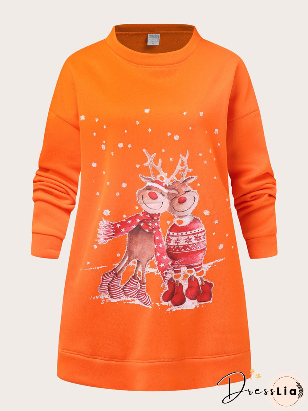 Christmas Cartoon Print Casual O-neck Loose Sweatshirt