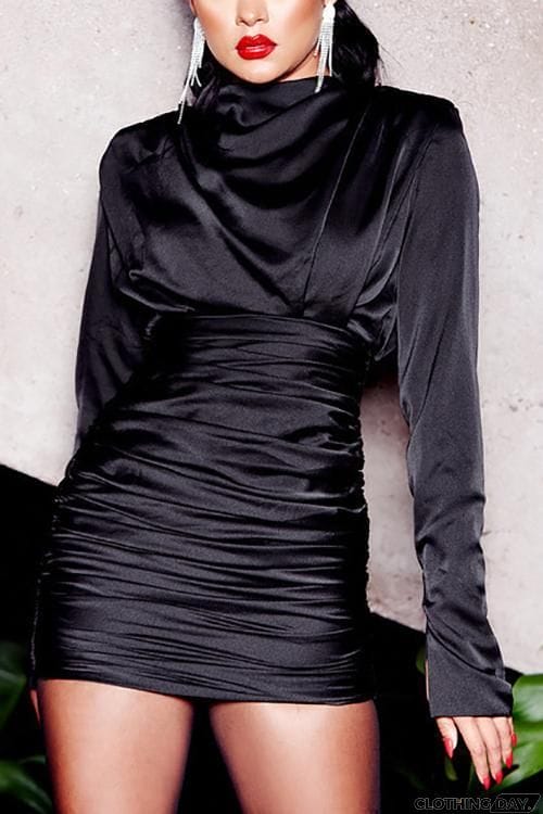 Long Sleeve Ruffled Sheath Mini Dress