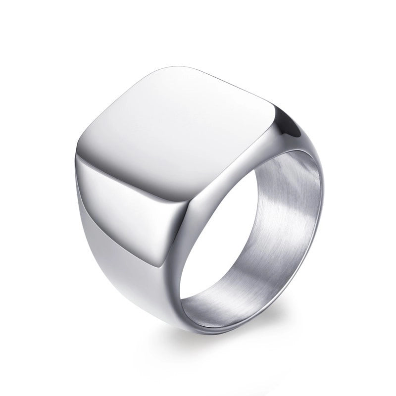 Men Rings Stainless Steel Ring Men’s Simple Bare Square Titanium Steel Ring Jewelry RC-294