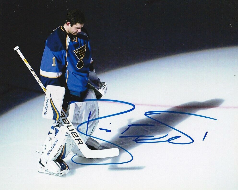 BRIAN ELLIOTT SIGNED ST.LOUIS BLUES GOALIE 8x10 Photo Poster painting #2 Autograph PROOF!