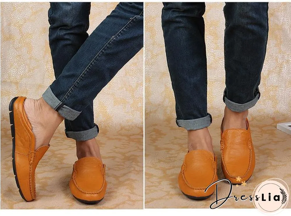 slip on casual men loafers mens moccasins shoes genuine leather men's flats shoes