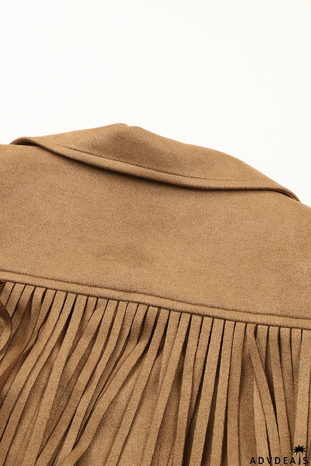 Cropped Fringe Faux Suede Jacket