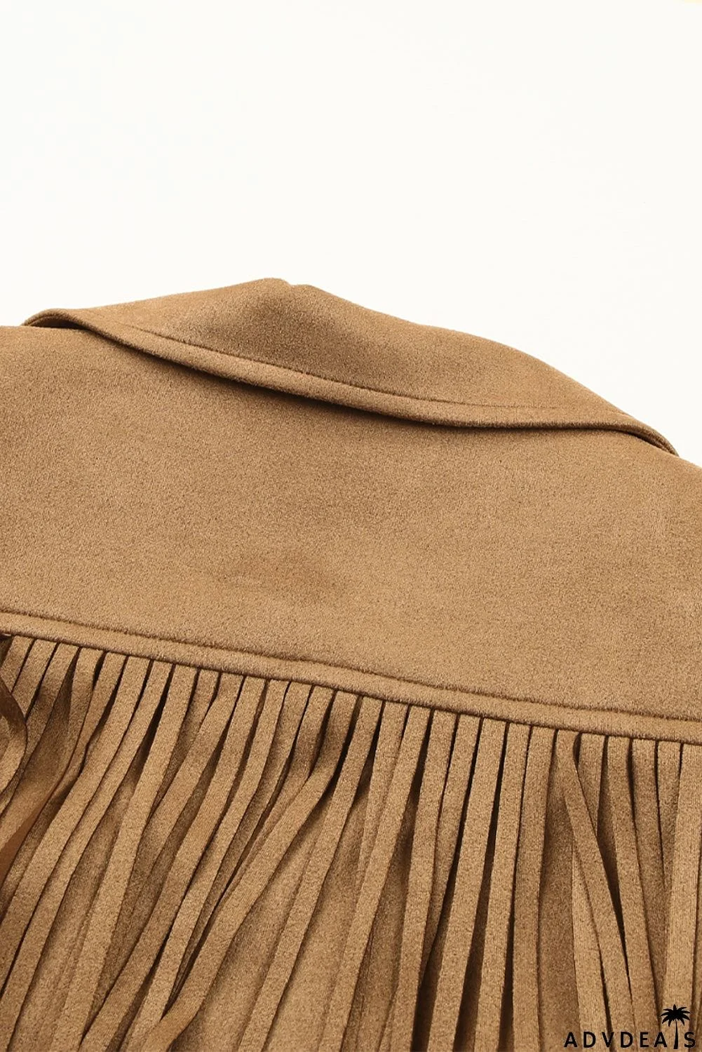 Cropped Fringe Faux Suede Jacket