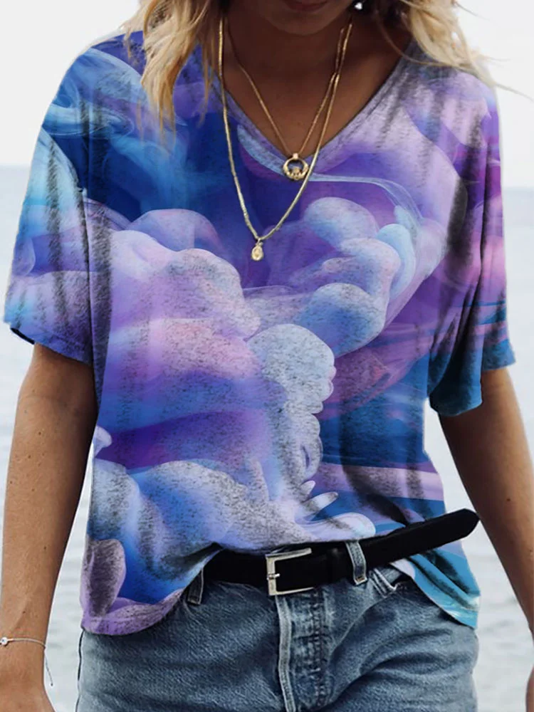 Stylish Purple Camo Print T Shirt